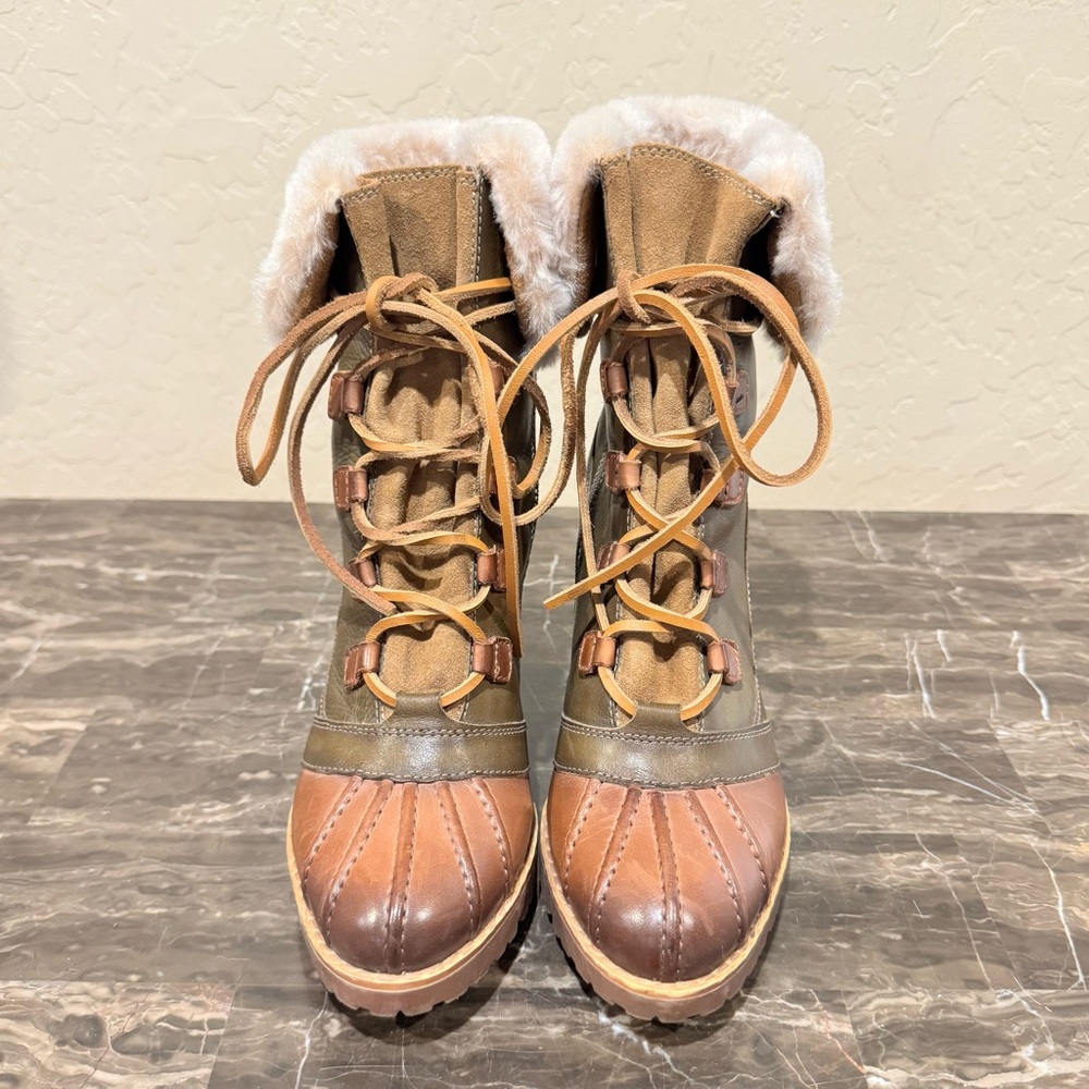 Pikolinos Siena Faux Fur Trimmed Heeled Leather Ankle Boots - Picture 6 of 12